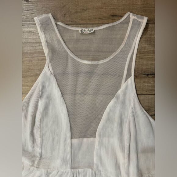 Free People intimately Ivory Marble Cami Tank Top L large women’s mesh boho - Picture 14 of 16